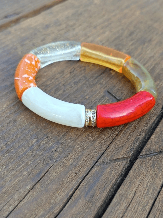 Bracelet perles tubes acrylique Chandra Kaddoo