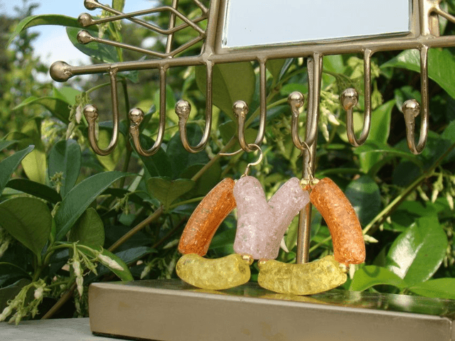 Boucles d'oreilles perles tubes incurvées craquelées Daraar Naarangee