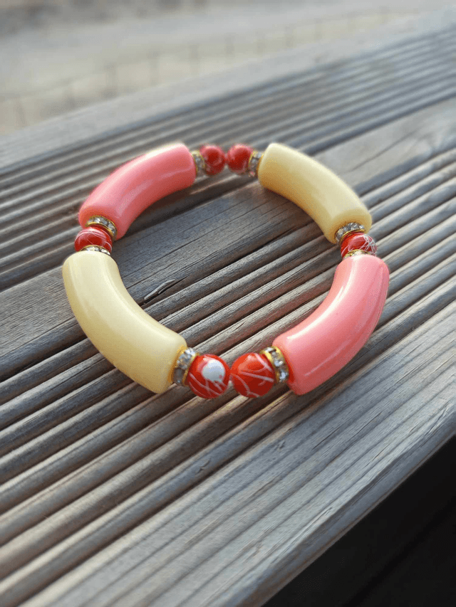 Bracelet perles tubes Arya bicolore uni Gulaabee