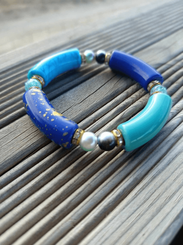 Bracelet perles tubes Arya tacheté Gahaara Neela
