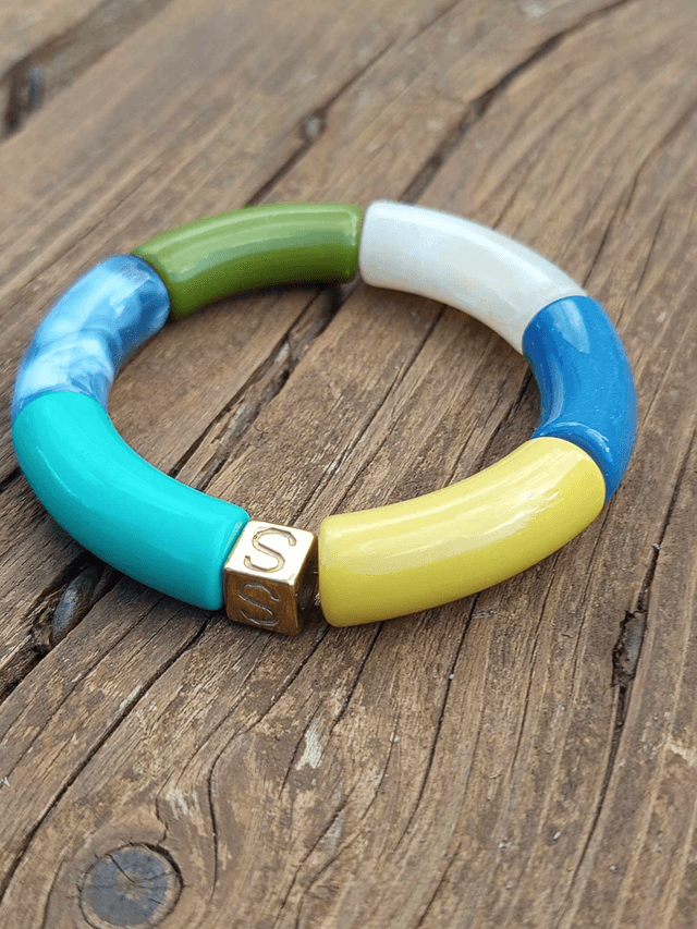 Bracelet perles tubes incurvées acrylique Anjali Peele Neele 