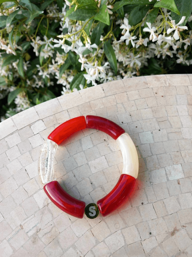 Bracelet perles tubes incurvées acrylique Anjali Maanik 