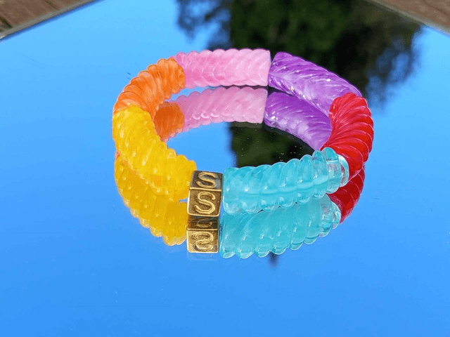 Duo de bracelet jonc perles tubes acrylique Indrahanush