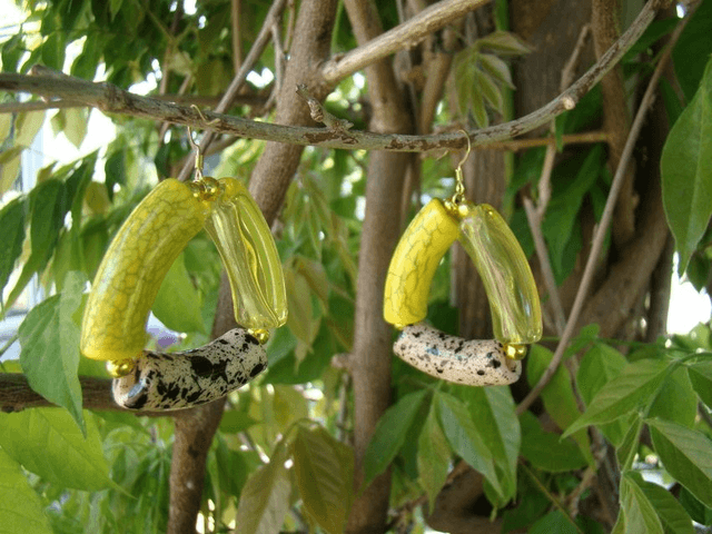 Boucles d'oreilles perles tubes incurvées Shabalaa Peela