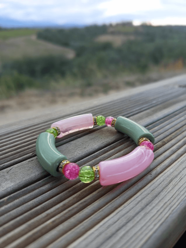 Bracelet perles tubes Arya bicolore uni Cheree