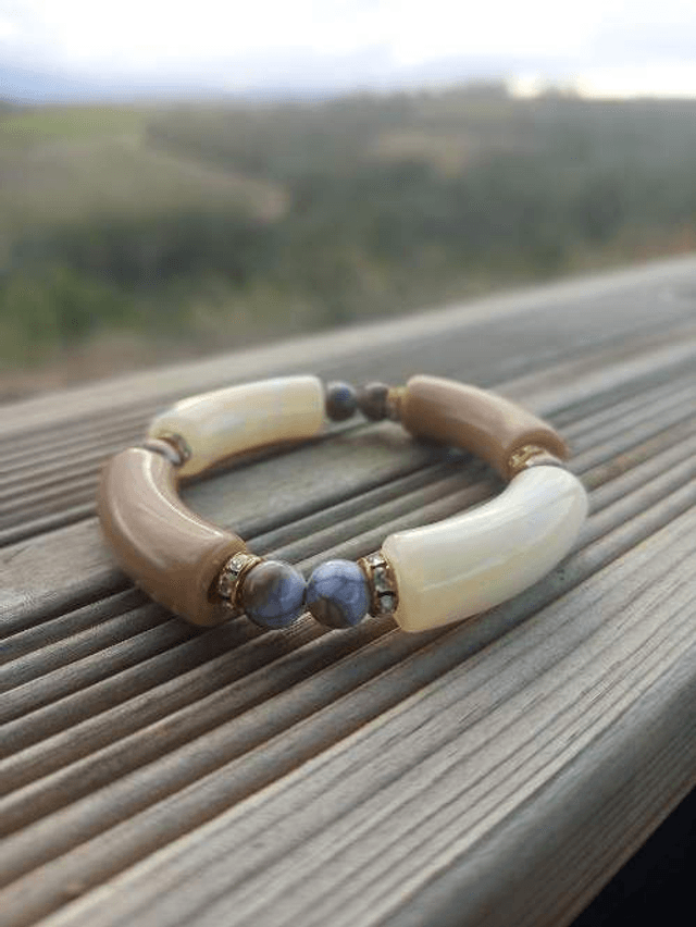 Bracelet perles tubes Arya bicolore uni Savaana