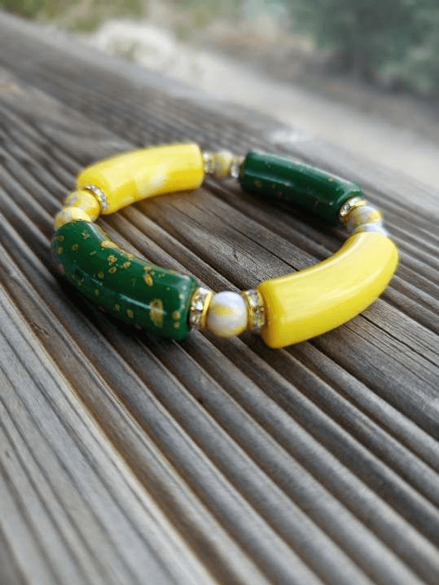 Bracelet perles tubes Arya tacheté Peela Hara