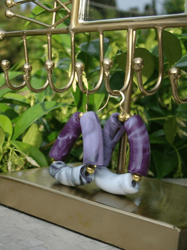 Boucles d'oreilles perles tubes incurvées Sangamaramar Baingee