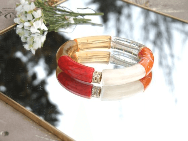 Bracelet perles tubes acrylique Chandra Kaddoo
