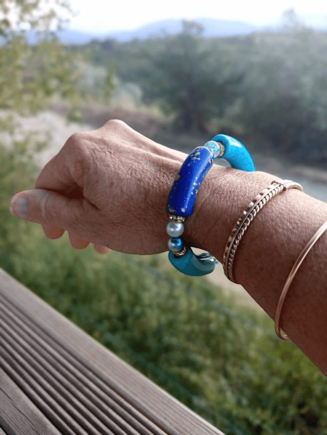 Bracelet perles tubes Arya tacheté Gahaara Neela