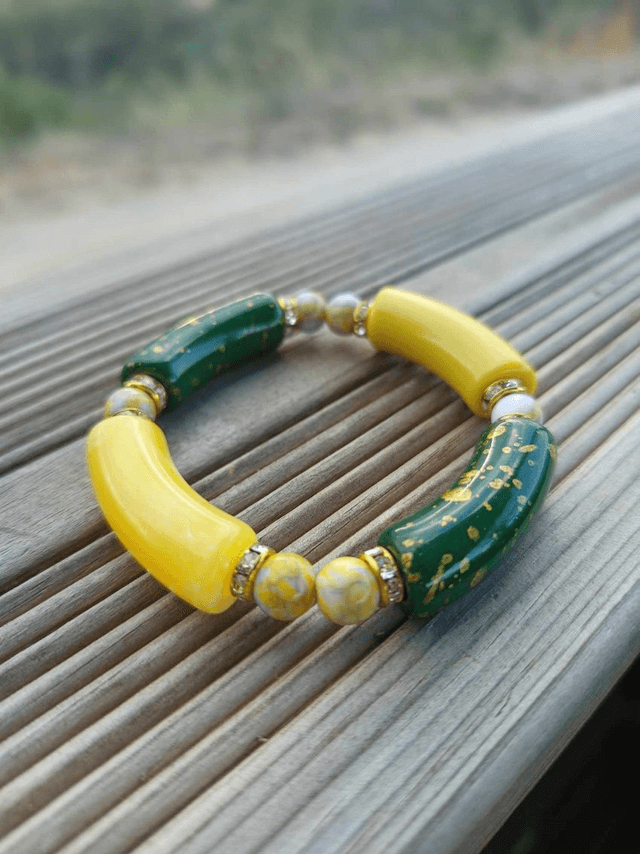 Bracelet perles tubes Arya tacheté Peela Hara