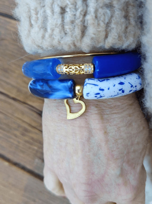 Duo de bracelet jonc perles tubes Nadi Ki Lahar