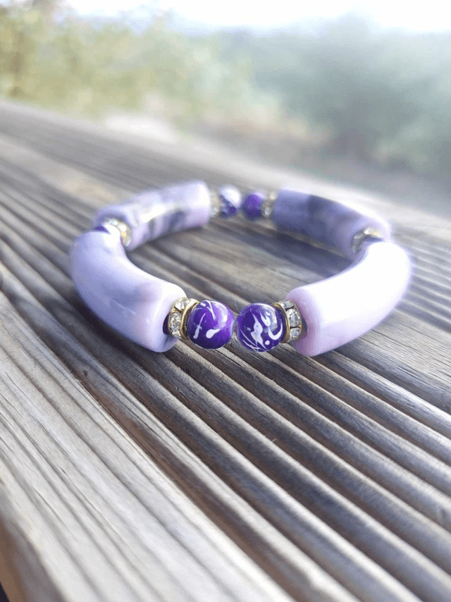 Bracelet perles tubes Arya marbré Bainganee