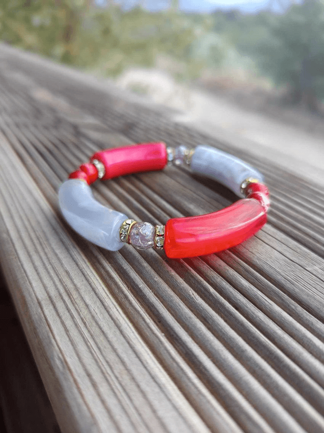 Bracelet perles tubes Arya bicolore uni Maanik 