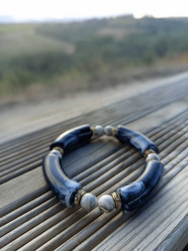 Bracelet perles tubes Arya marbré Kaala