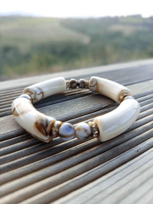 Bracelet perles tubes Arya marbré Savaana