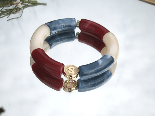 Bracelet perles tubes incurvées acrylique Anjali Fraans