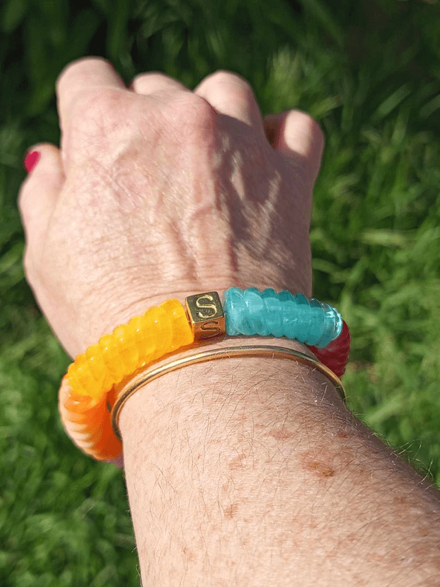 Duo de bracelet jonc perles tubes acrylique Indrahanush