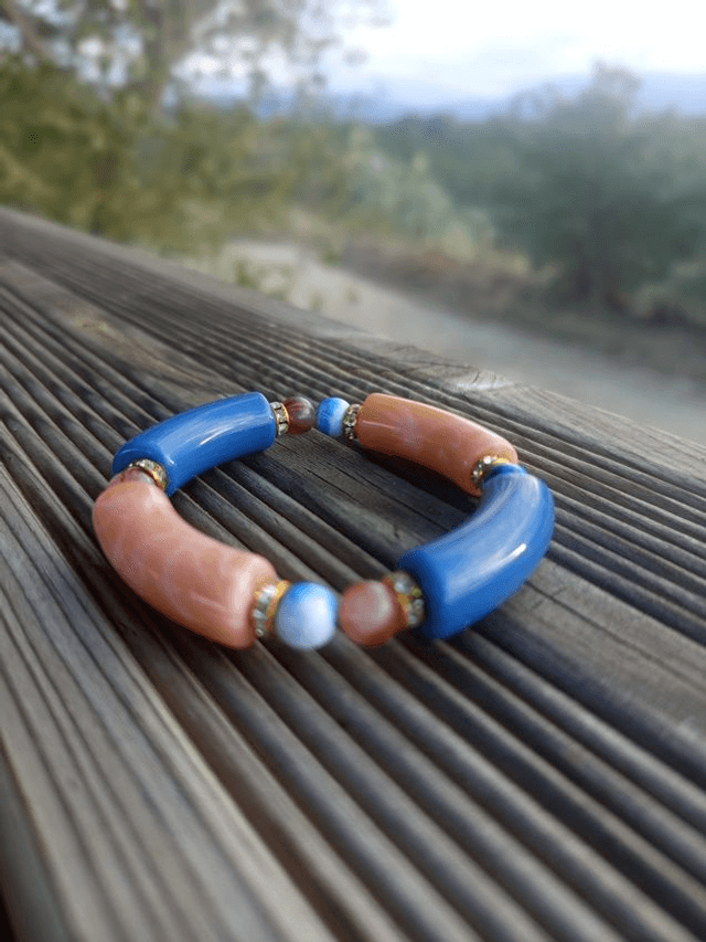 Bracelet perles tubes Arya bicolore uni Neela Koko