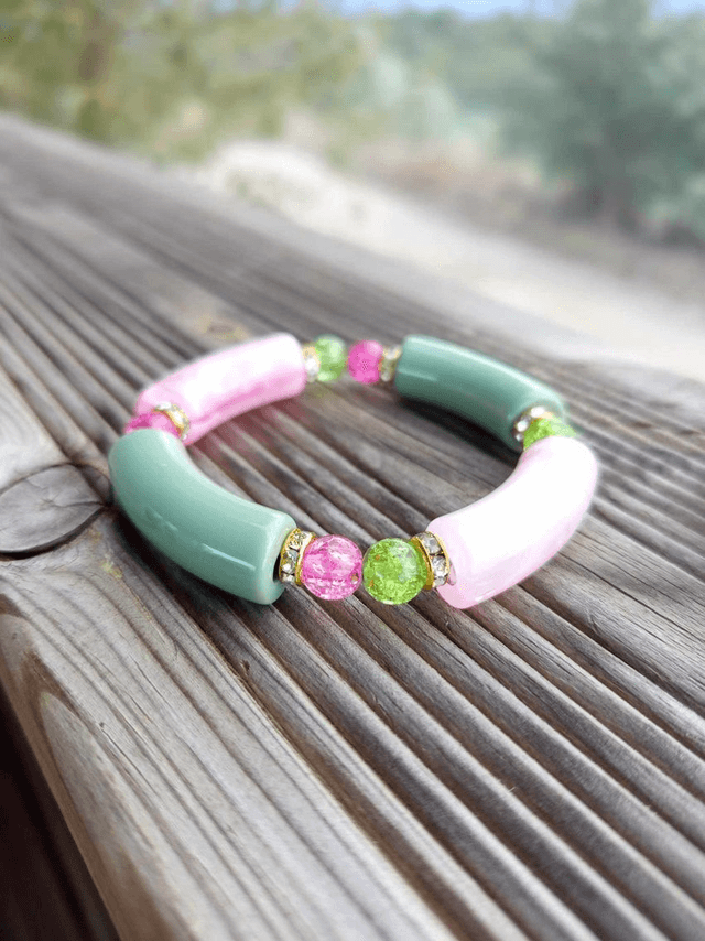 Bracelet perles tubes Arya bicolore uni Cheree