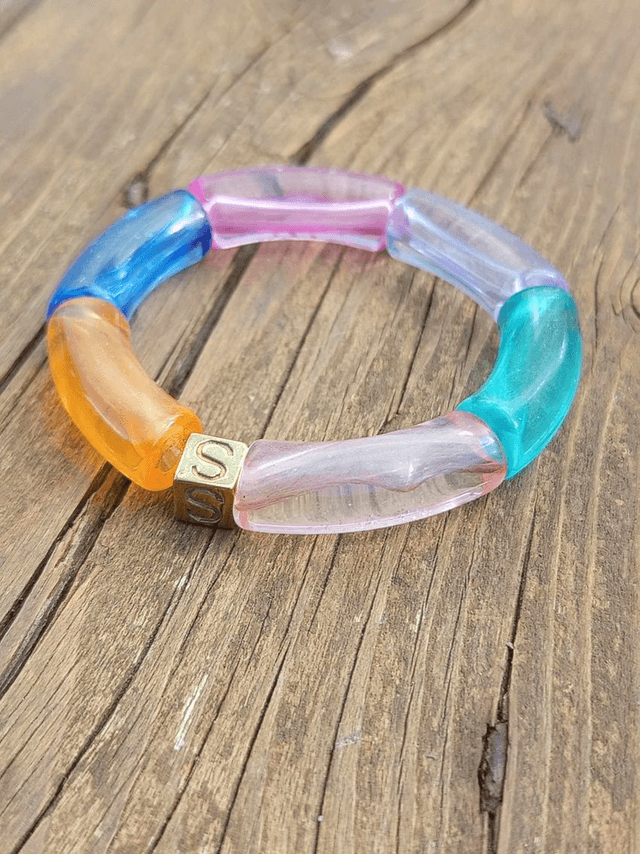 Bracelet perles tubes incurvées acrylique Anjali Holi