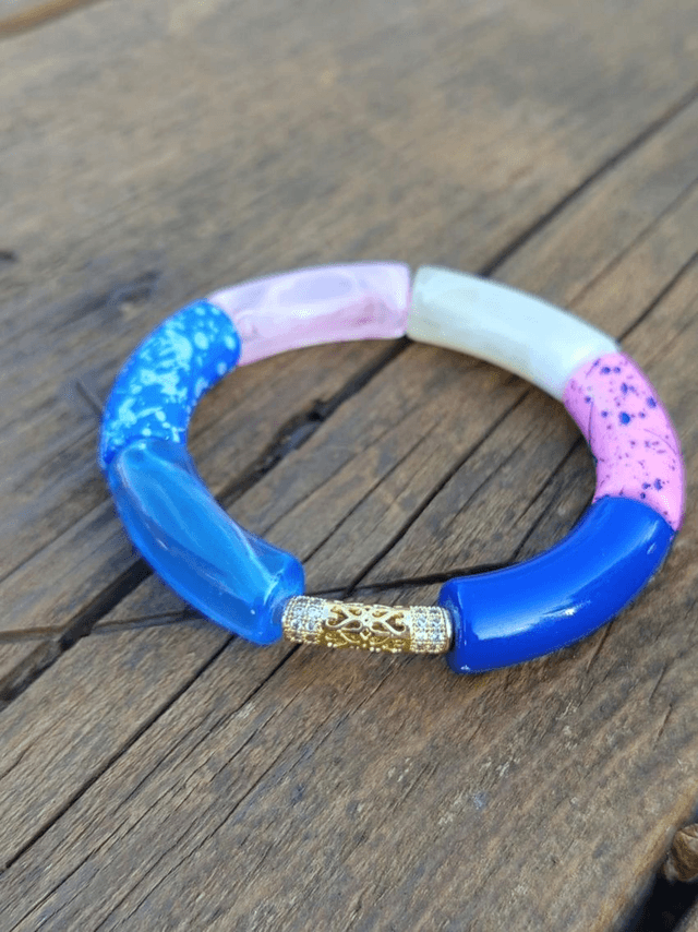 Duo de bracelet jonc perles tubes acrylique Neela gulaabee