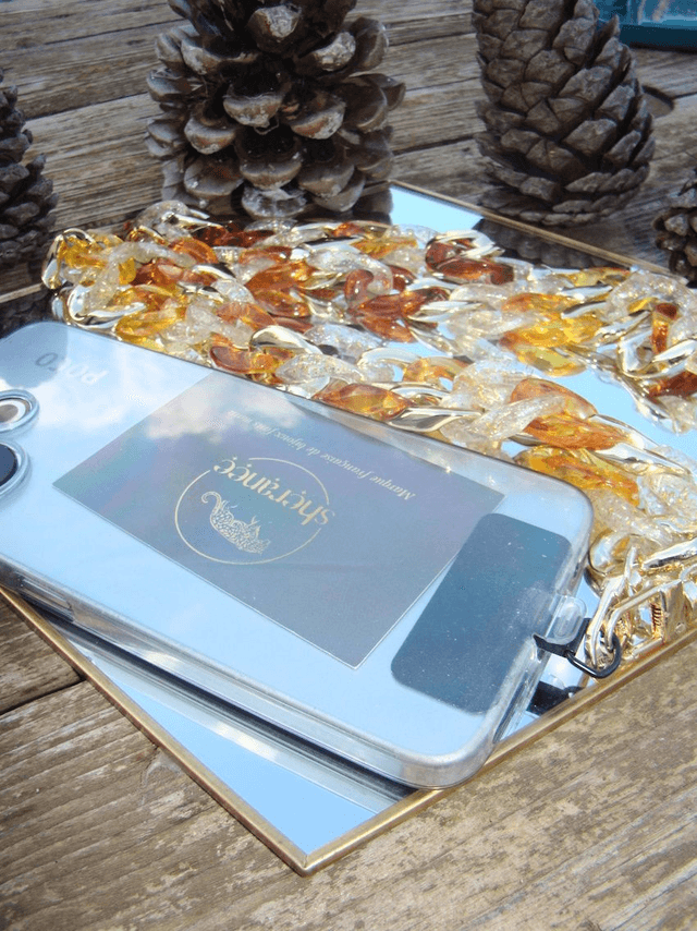 Bijou de téléphone gros maillons en  acrylique Chand ka Tara