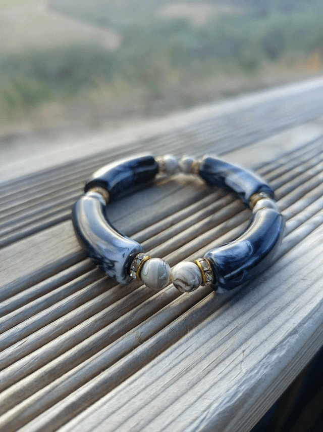 Bracelet perles tubes Arya marbré Kaala