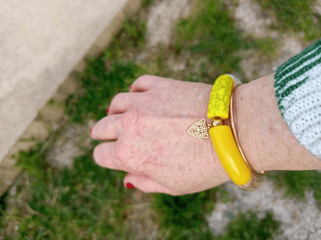 Duo de bracelet jonc perles tubes acrylique Peela