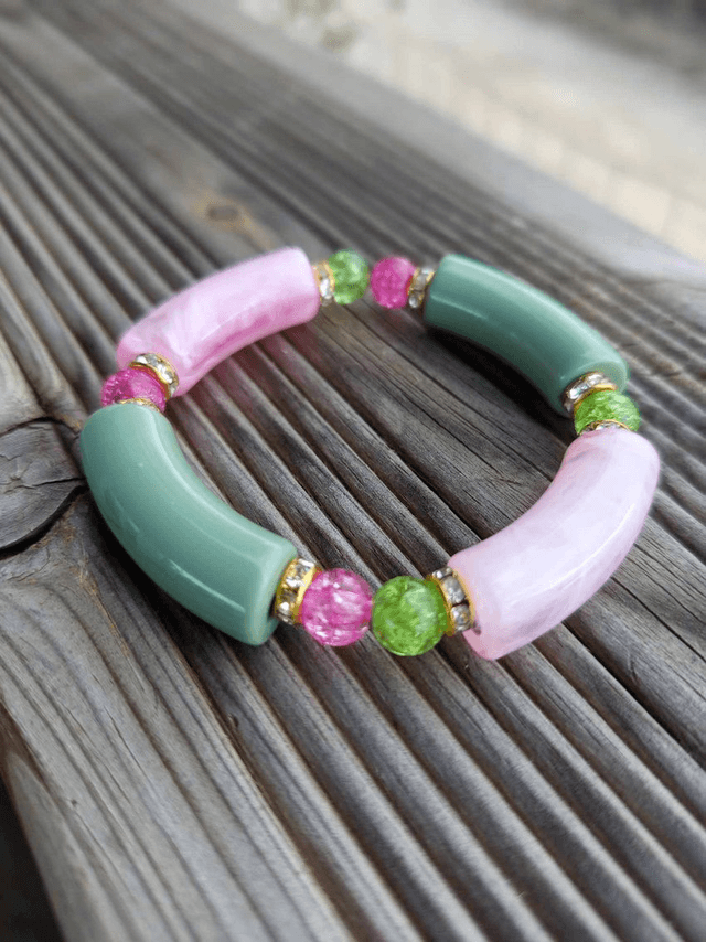 Bracelet perles tubes Arya bicolore uni Cheree