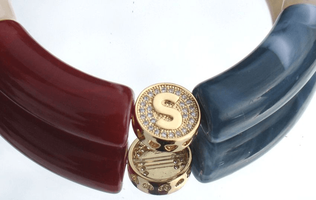 Bracelet perles tubes incurvées acrylique Anjali Fraans