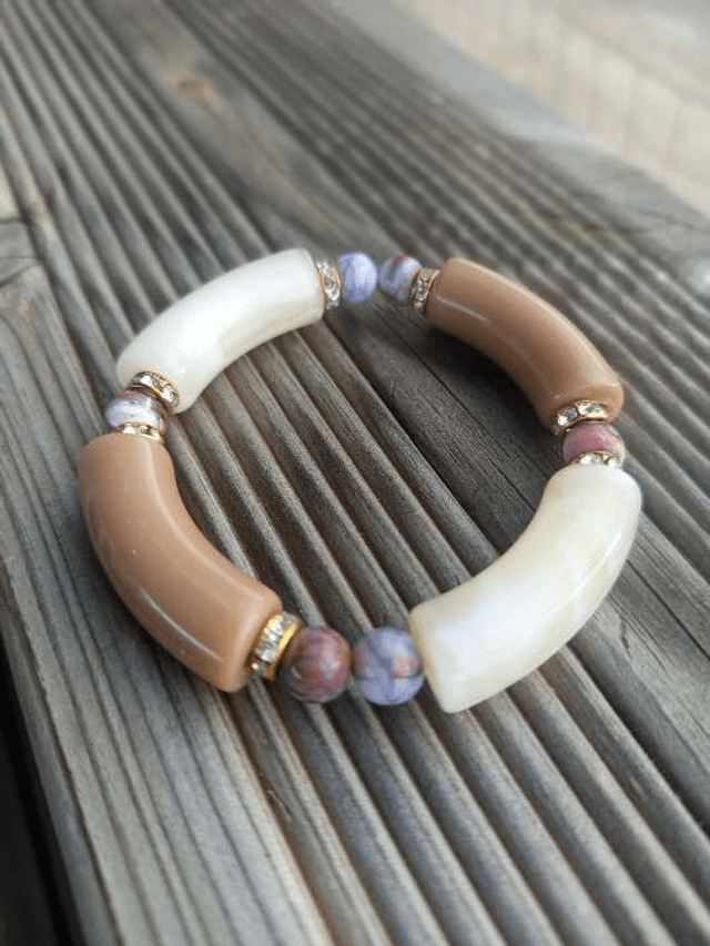 Bracelet perles tubes Arya bicolore uni Savaana