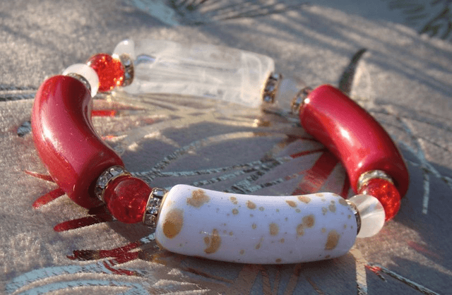 Bracelet perles tubes Arya tacheté Maanik