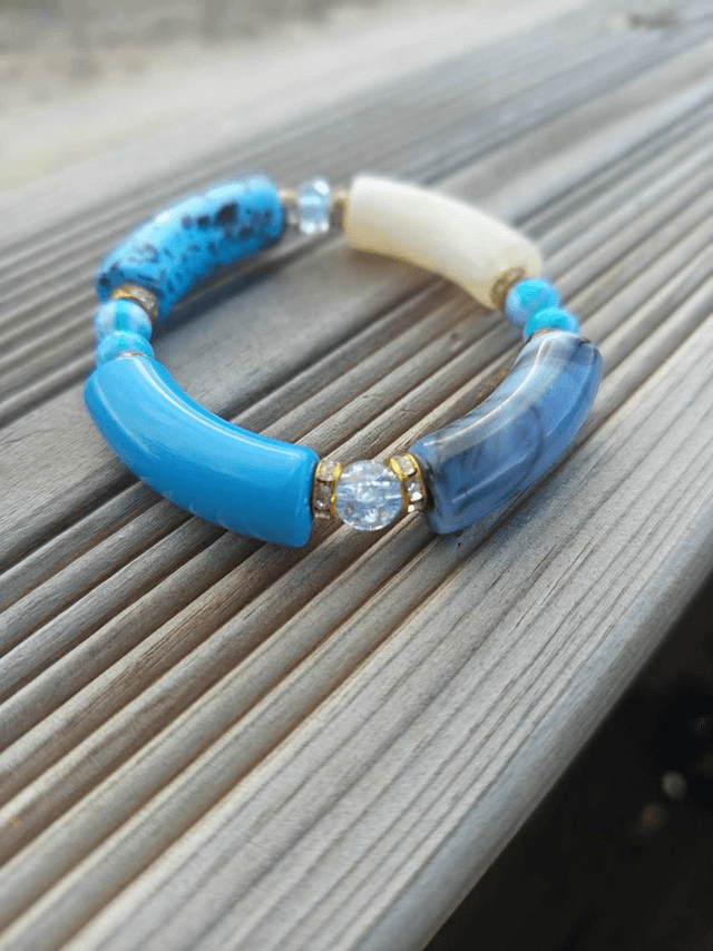 Bracelet perles tubes Arya tacheté Firoza