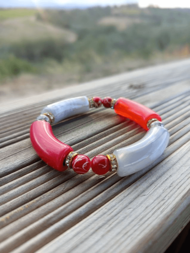 Bracelet perles tubes Arya bicolore uni Maanik 