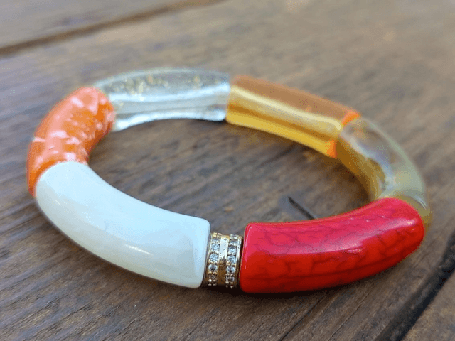Duo de bracelet jonc perles tubes acrylique Kaddoo