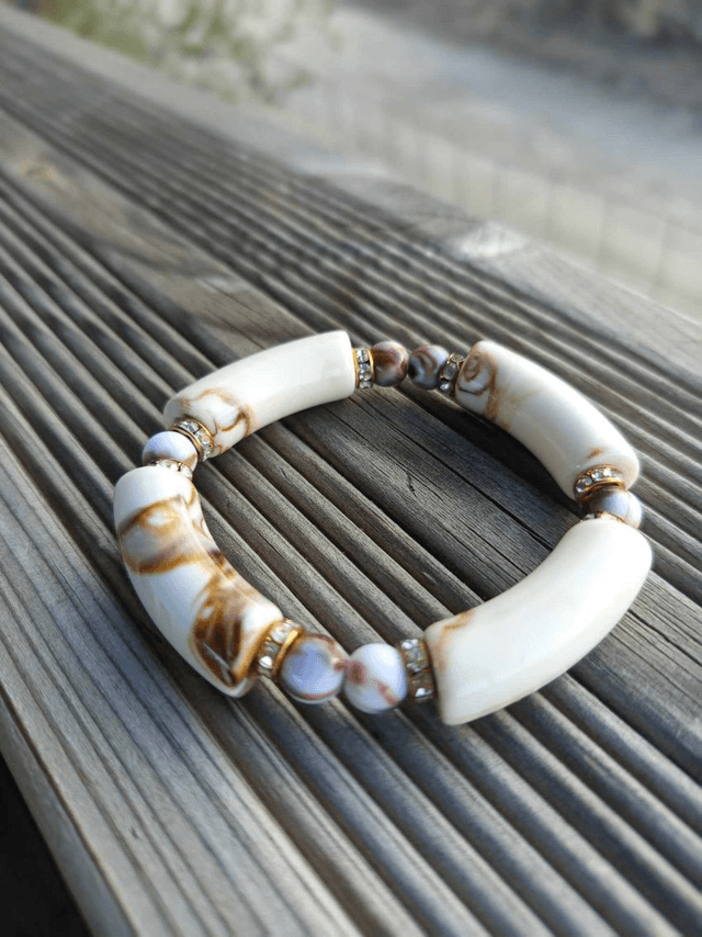 Bracelet perles tubes Arya marbré Savaana