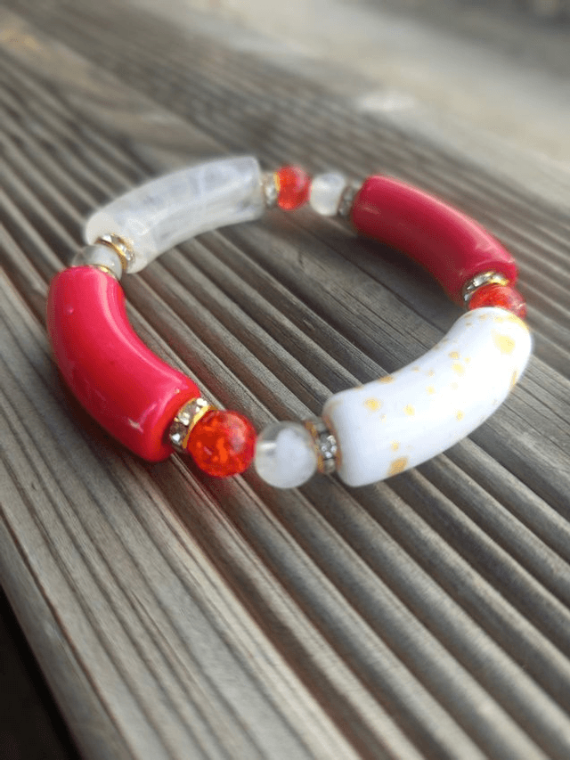Bracelet perles tubes Arya tacheté Maanik