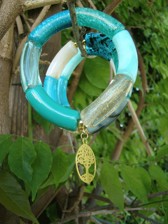 Bracelet jonc perles tubes incurvées Mohana Firoza