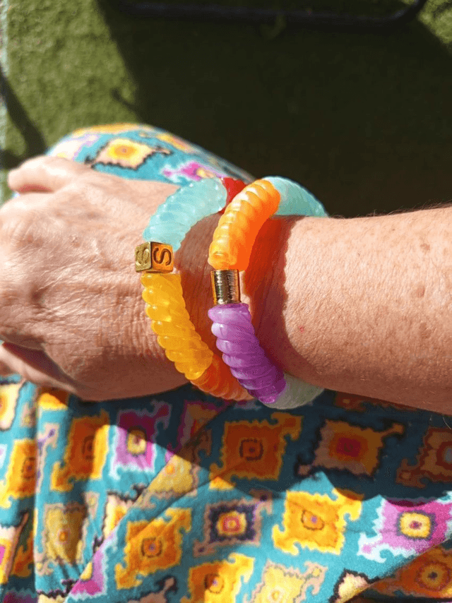 Duo de bracelet jonc perles tubes acrylique Indrahanush