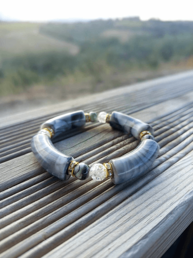 Bracelet perles tubes Arya marbré Sletee
