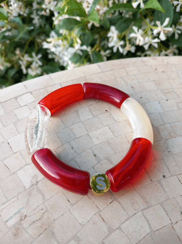 Bracelet perles tubes incurvées acrylique Anjali Maanik 