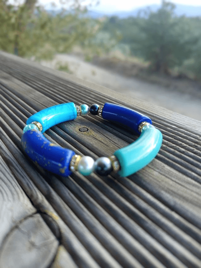 Bracelet perles tubes Arya tacheté Gahaara Neela