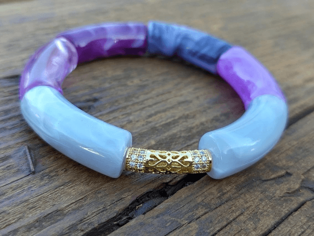 Duo de bracelet jonc perles tubes acrylique Bakain