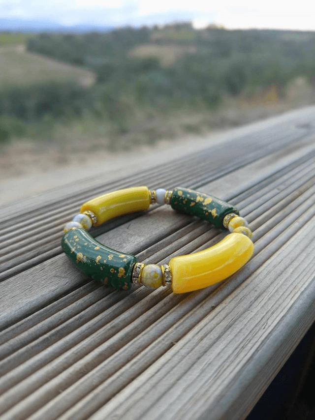 Bracelet perles tubes Arya tacheté Peela Hara