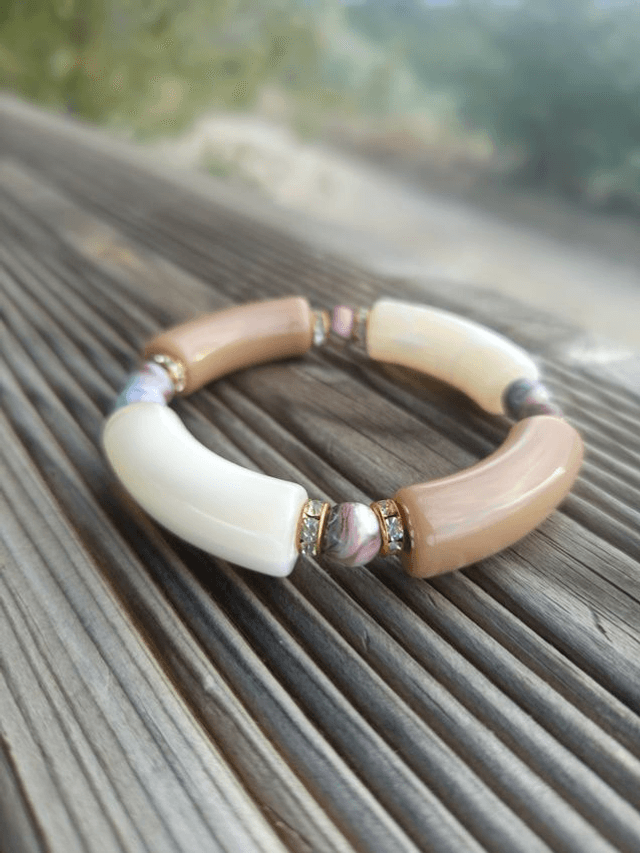 Bracelet perles tubes Arya bicolore uni Savaana
