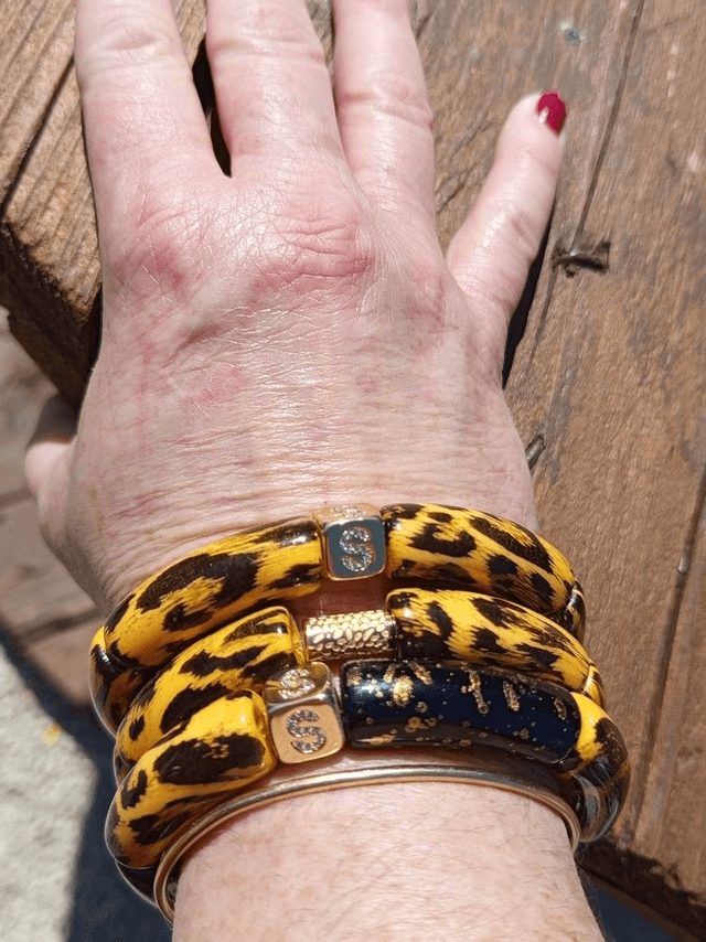 Trio de bracelet jonc perles tubes acrylique Jiraaph