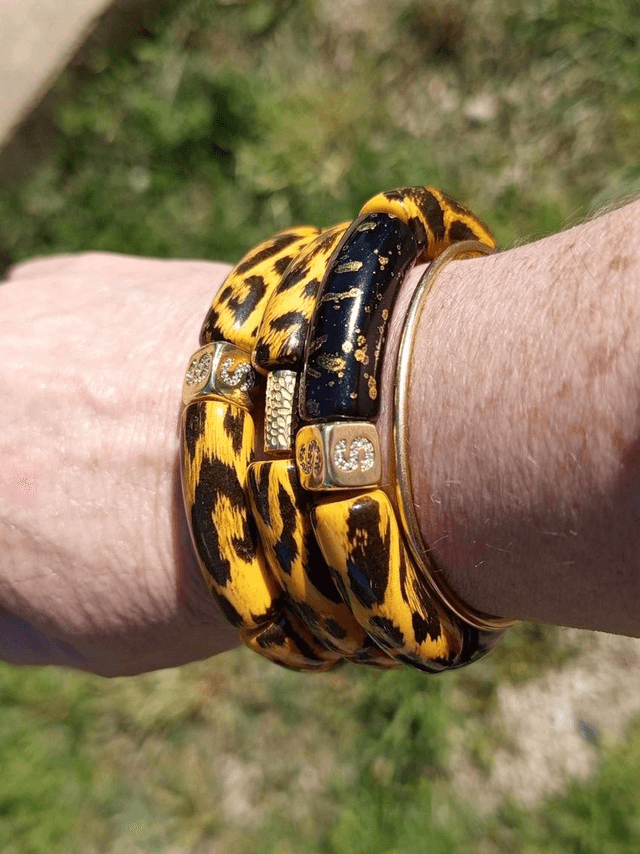 Trio de bracelet jonc perles tubes acrylique Jiraaph