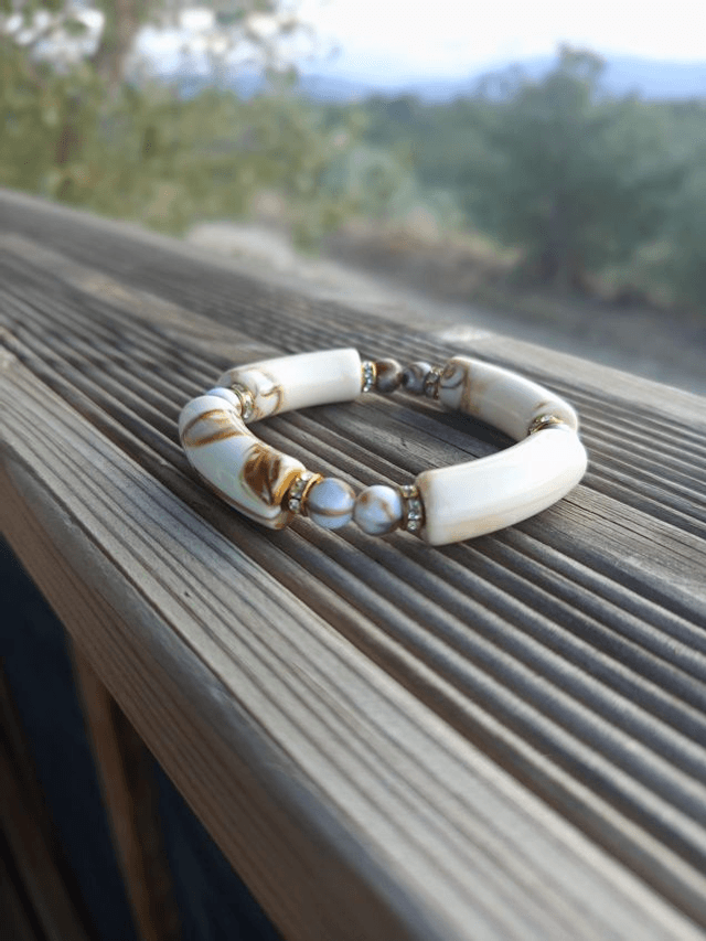 Bracelet perles tubes Arya marbré Savaana