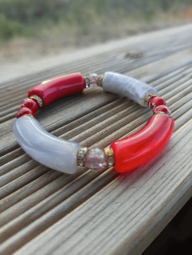 Bracelet perles tubes Arya bicolore uni Maanik 